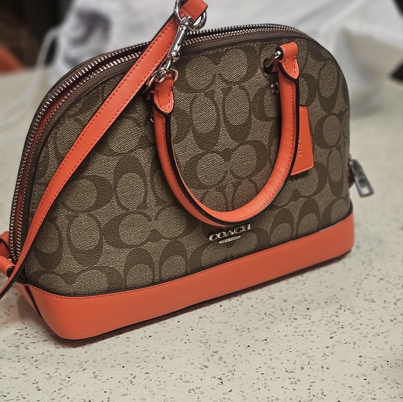 Coach Signature File Crossbody Bag Brown orange khaki - Picture 2 of 11